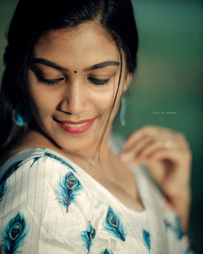 Heavy riko zari saree with zari weave stripes digital print on allover saree with PERFECTLY MATCHED blouse piece and peacock pallu 🦚🦚🦚🦚