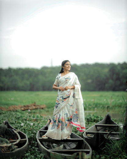 Heavy riko zari saree with zari weave stripes digital print on allover saree with PERFECTLY MATCHED blouse piece and peacock pallu 🦚🦚🦚🦚