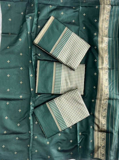 BEAUTIFUL RICH PALLU & JACQUARD WORK ON ALL OVER THE SAREE.  BLOUSE : CONTRAST EXCLUSIVE JACQUARD BORDER.