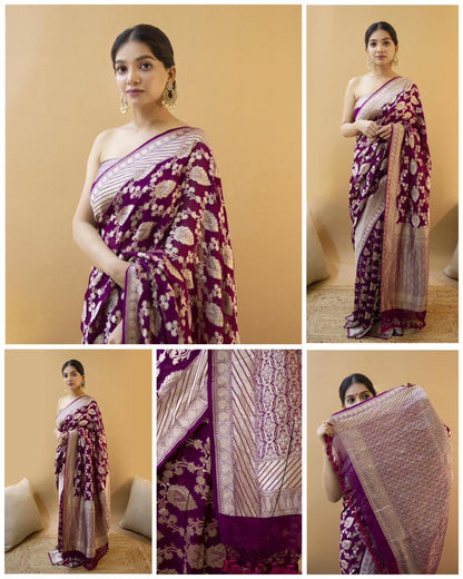 BEAUTIFUL RICH PALLU & JACQUARD WORK ON ALL OVER THE SAREE WITH BEAUTIFUL ZAHLAR
