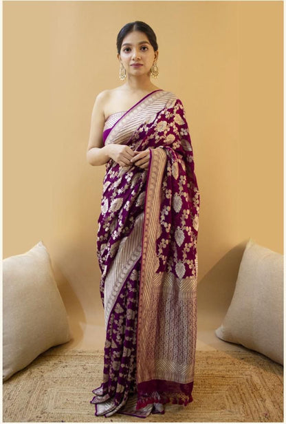 BEAUTIFUL RICH PALLU & JACQUARD WORK ON ALL OVER THE SAREE WITH BEAUTIFUL ZAHLAR