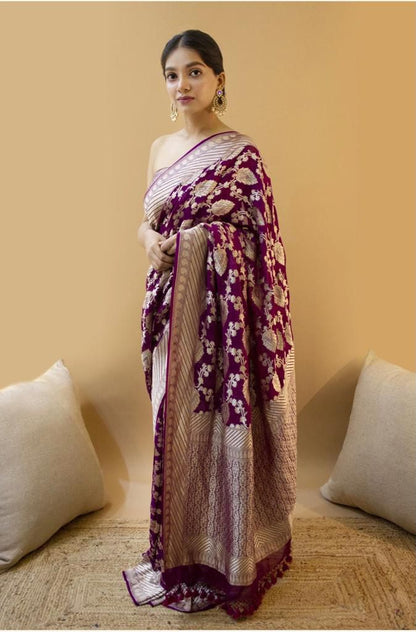 BEAUTIFUL RICH PALLU & JACQUARD WORK ON ALL OVER THE SAREE WITH BEAUTIFUL ZAHLAR