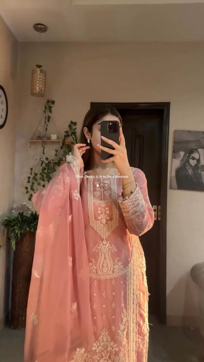 _EXCLUSIVE 3 PIECE PLAZZO PAIR WITH   DUPATTA IN SEQUENCE EMBROIDERY WORK