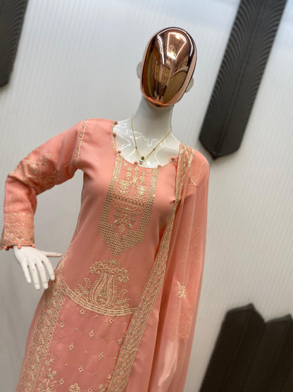 _EXCLUSIVE 3 PIECE PLAZZO PAIR WITH   DUPATTA IN SEQUENCE EMBROIDERY WORK