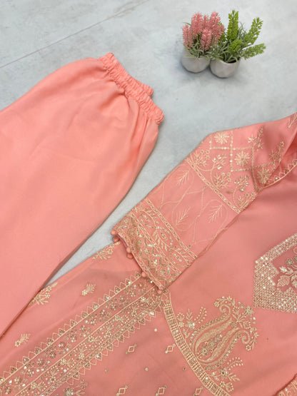_EXCLUSIVE 3 PIECE PLAZZO PAIR WITH   DUPATTA IN SEQUENCE EMBROIDERY WORK