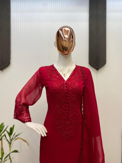 _EXCLUSIVE 3 PIECE PLAZZO PAIR WITH   DUPATTA IN SEQUENCE EMBROIDERY WORK