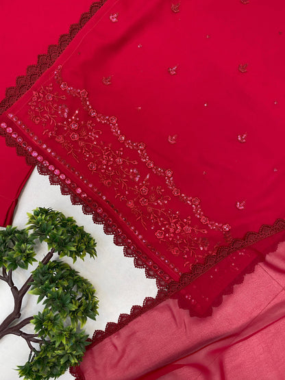 _EXCLUSIVE 3 PIECE PLAZZO PAIR WITH   DUPATTA IN SEQUENCE EMBROIDERY WORK