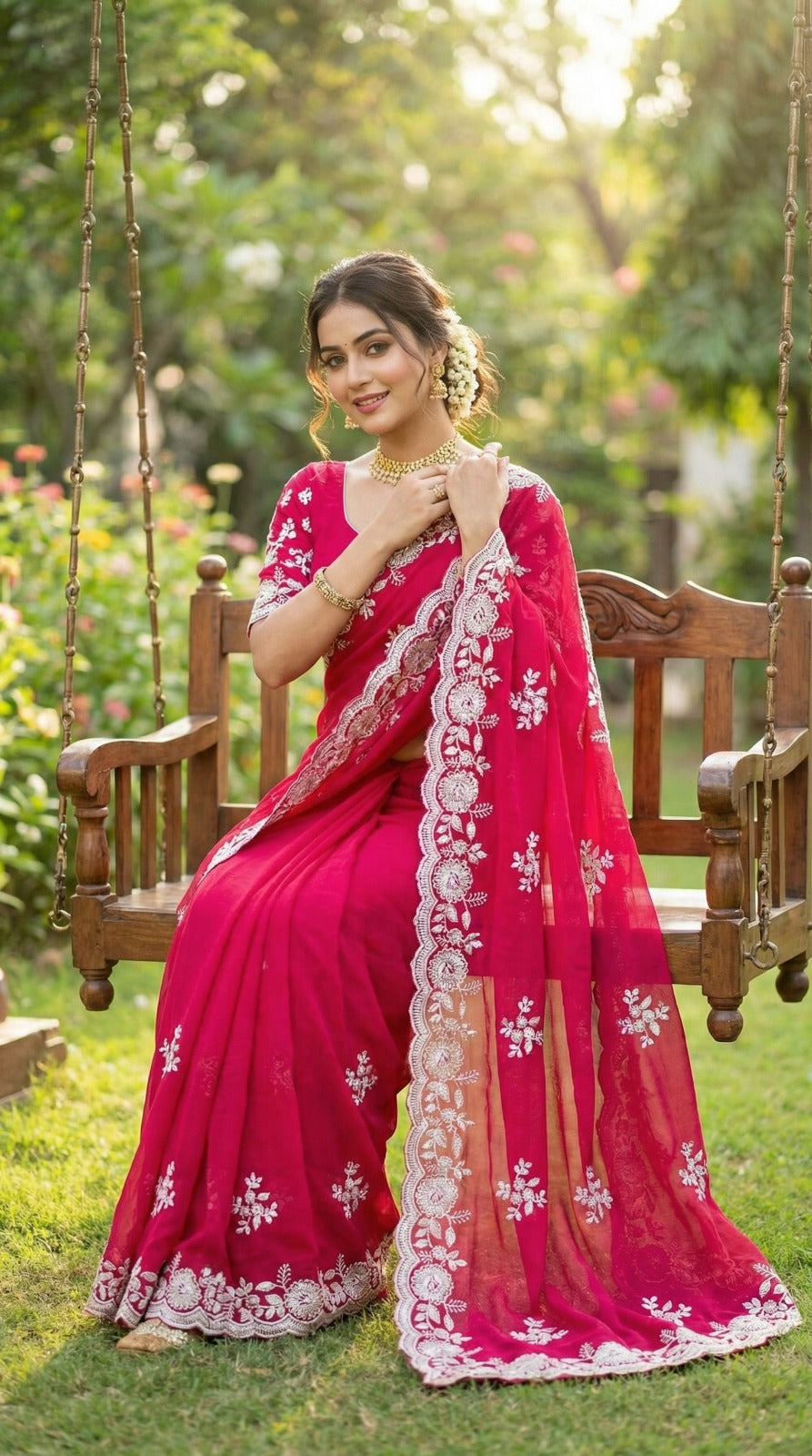 Rush Silk Saree With Fancy Sequince Embroderiy Work