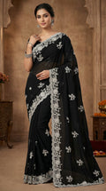 Rush Silk Saree With Fancy Sequince Embroderiy Work