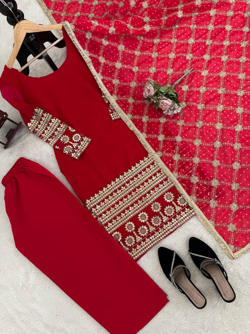 Faux Georgette Party Wear Kurti Set