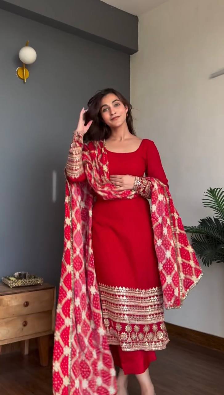 Faux Georgette Party Wear Kurti Set