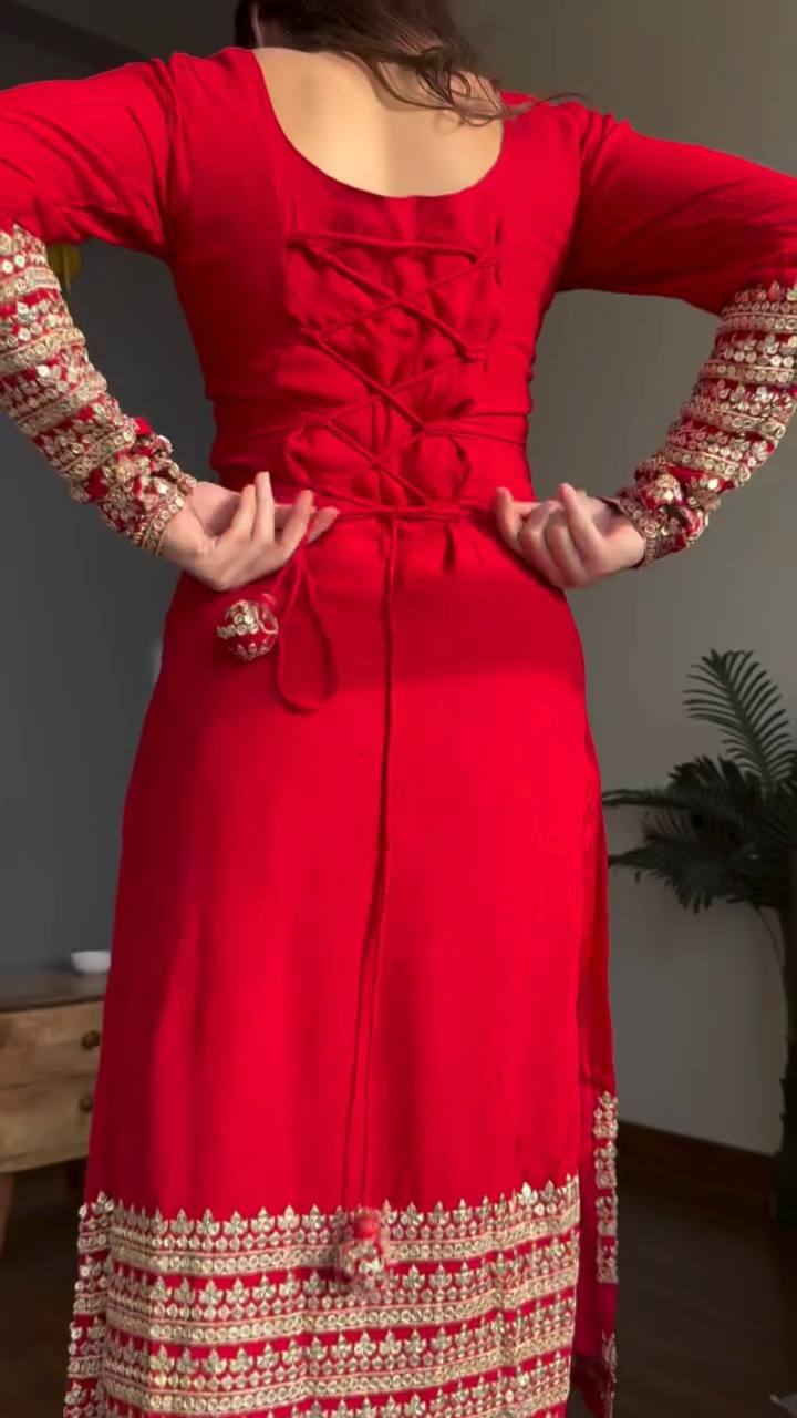 Faux Georgette Party Wear Kurti Set