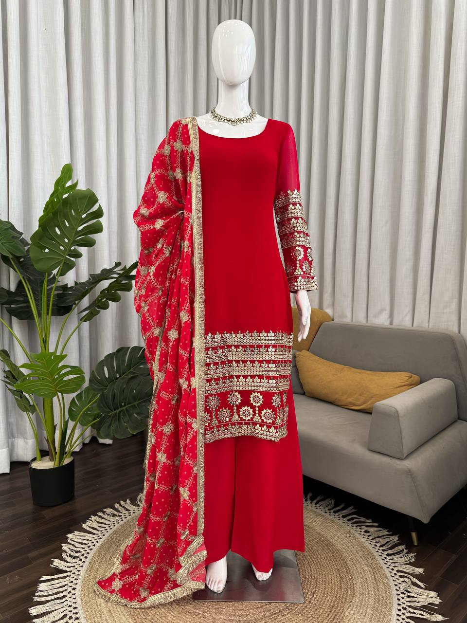 Faux Georgette Party Wear Kurti Set