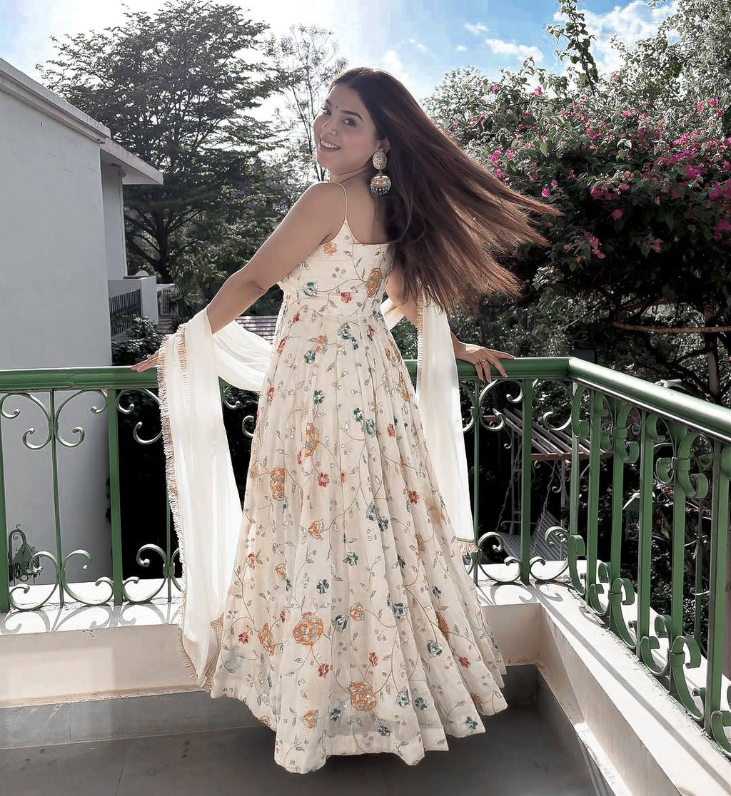 Premium Faux Georgette Gown Set