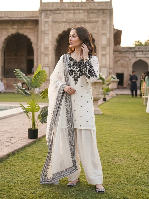 Chinon Silk Anarkali Set with Sequins Koti & Dupatta
