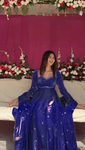 Elegant Ethnic Anarkali with Dupatta Blue
