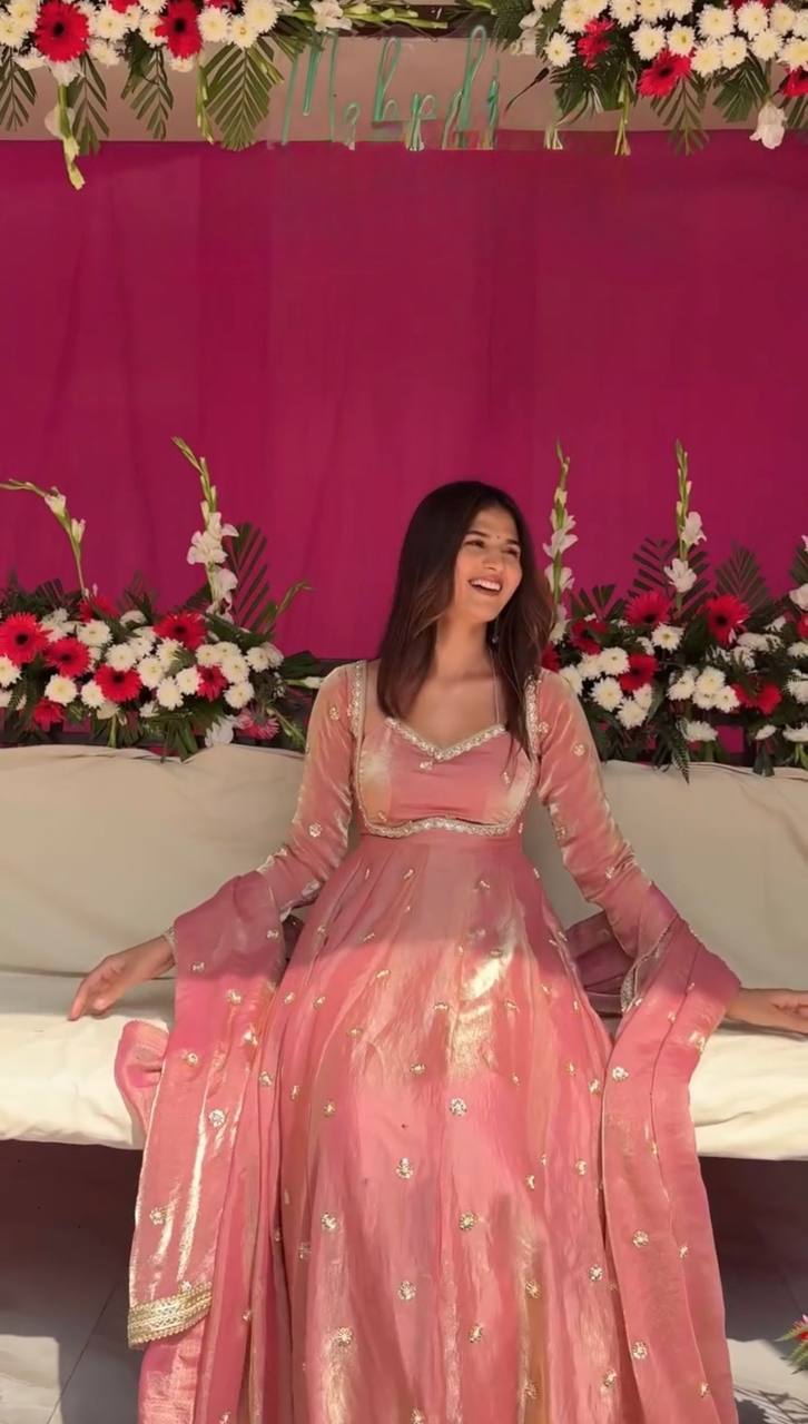 Elegant Ethnic Anarkali with Dupatta Peach