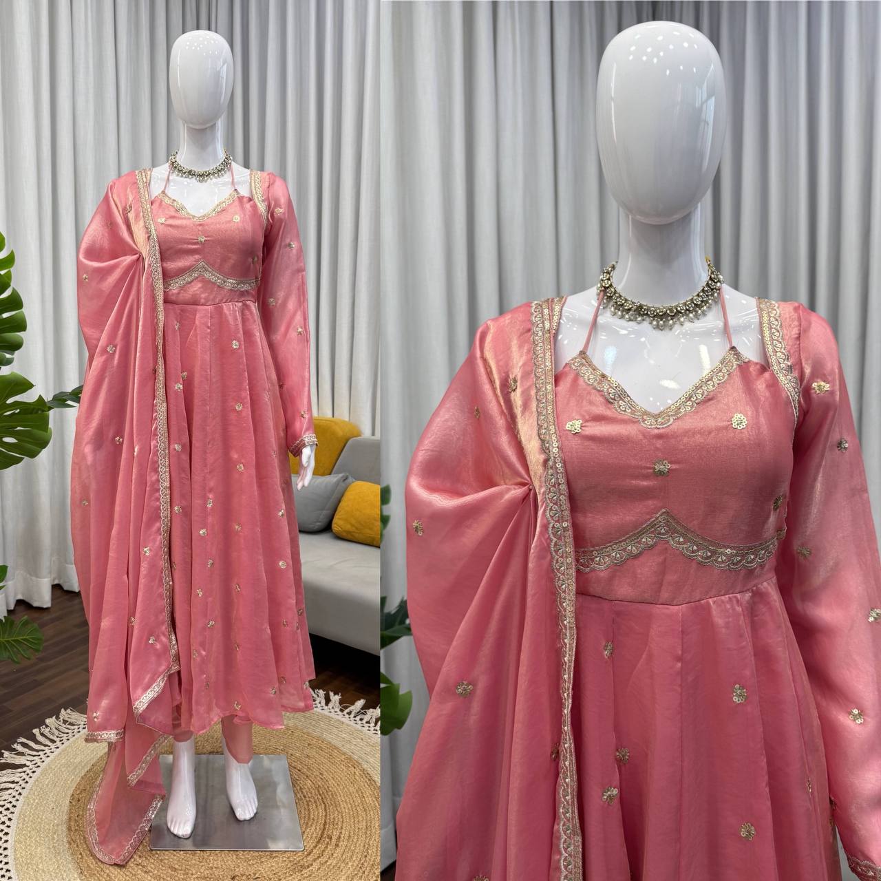 Elegant Ethnic Anarkali with Dupatta Peach