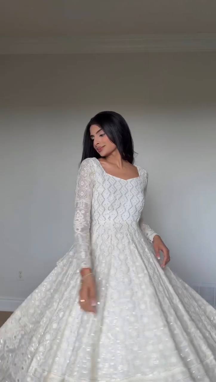 Wedding & Party Wear Sequins Gown Set