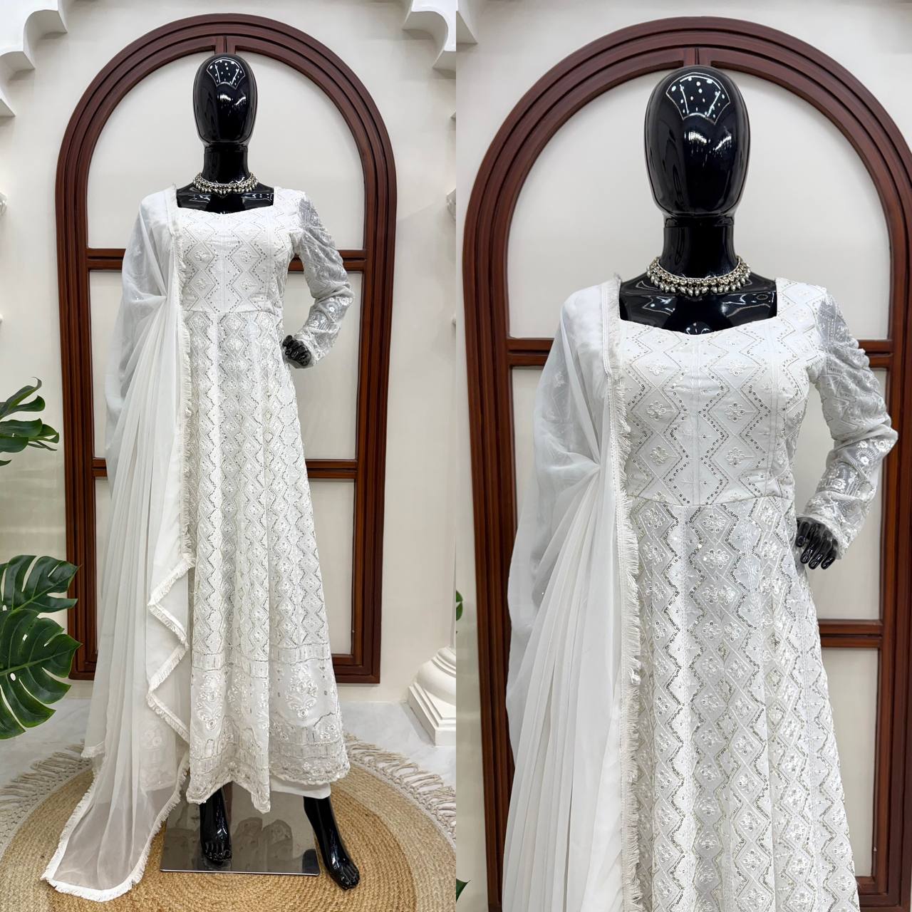 Wedding & Party Wear Sequins Gown Set