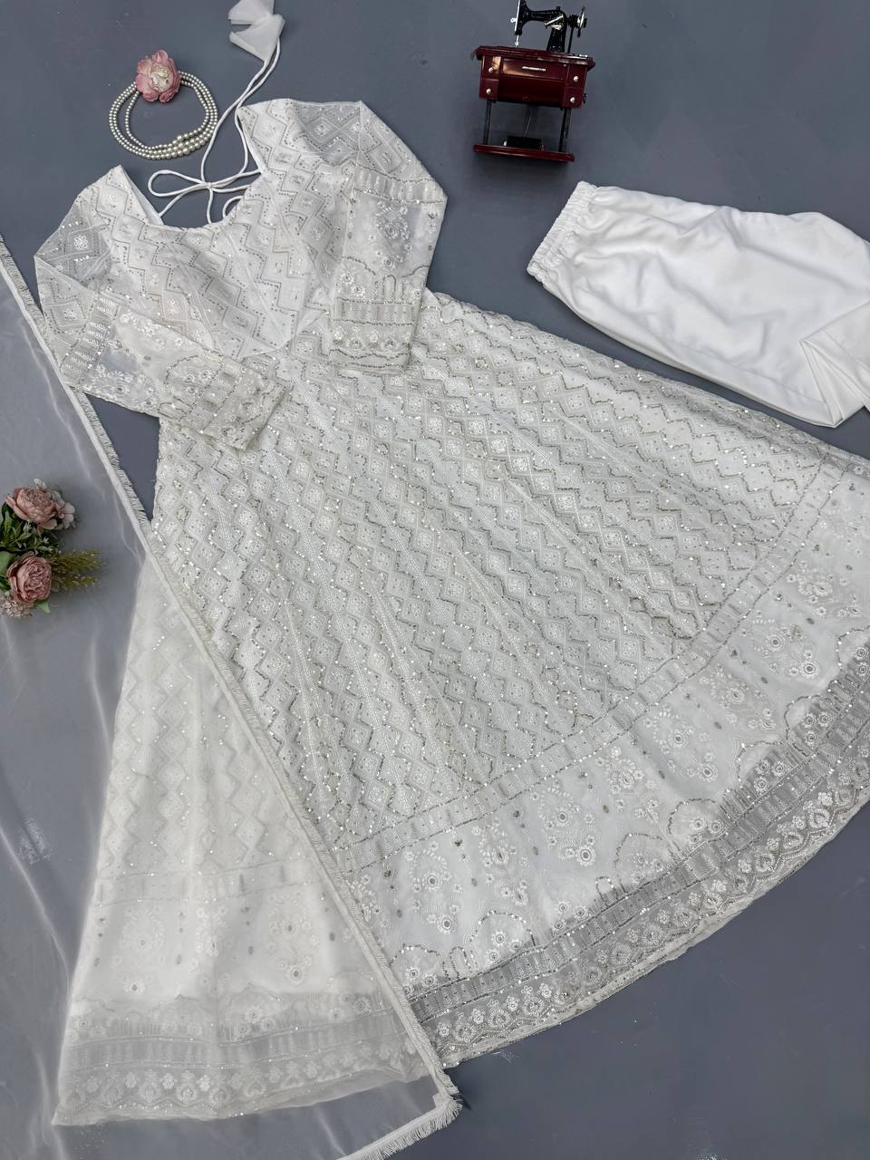 Wedding & Party Wear Sequins Gown Set