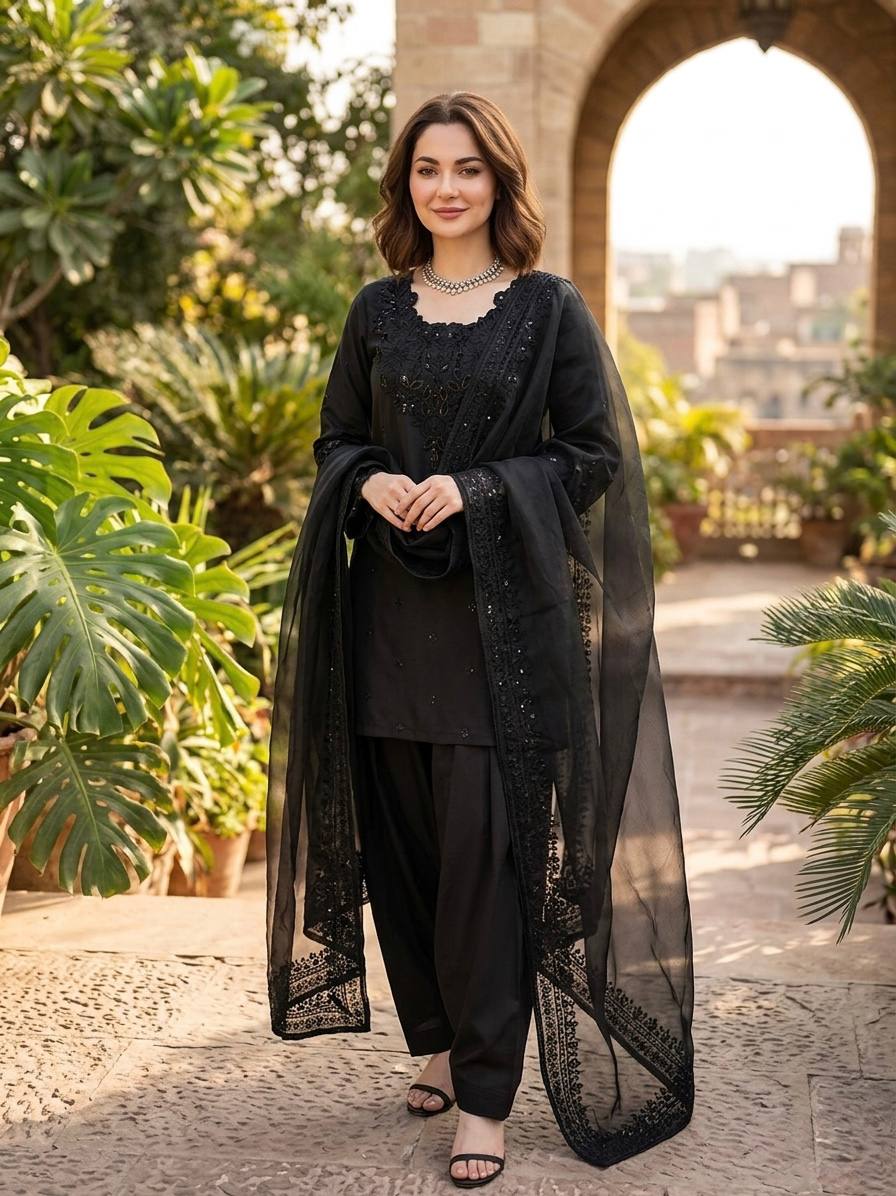 Designer Crepe Farshi Salwar Suit Set