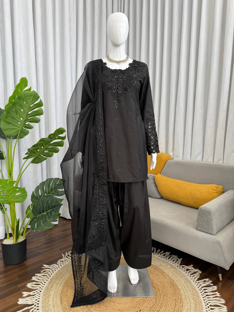 Designer Crepe Farshi Salwar Suit Set