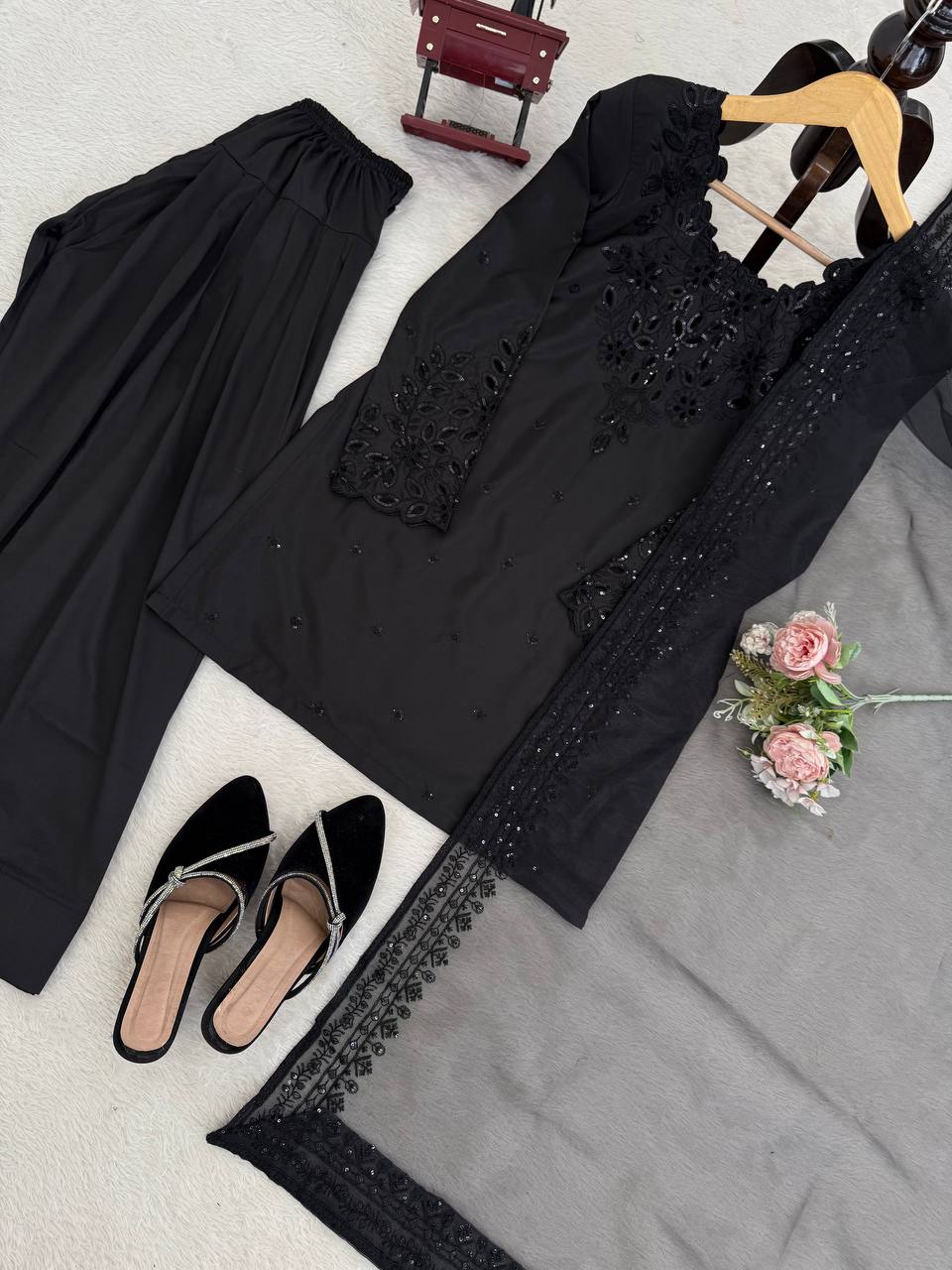 Designer Crepe Farshi Salwar Suit Set