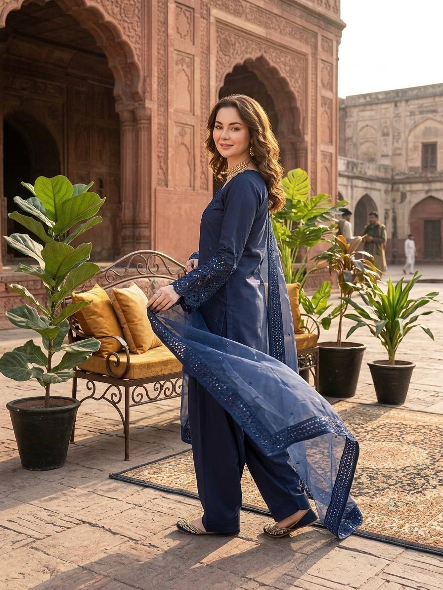 Natural Crepe Kurta Farshi Salwar with Dupatta