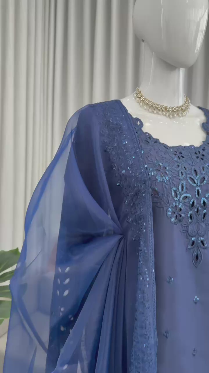 Natural Crepe Kurta Farshi Salwar with Dupatta